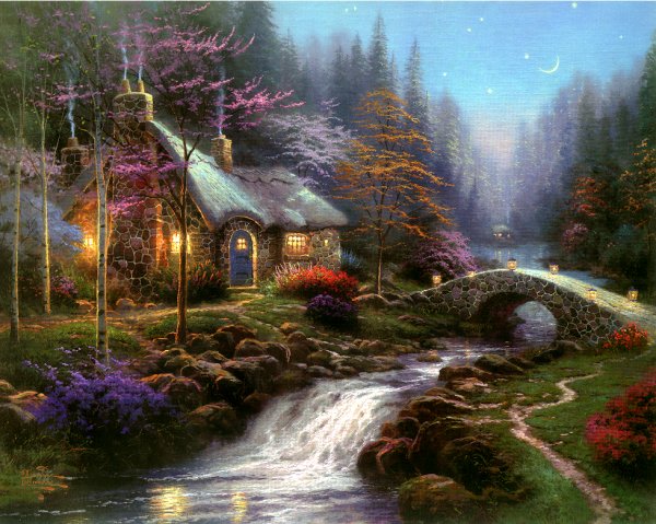 Thomas Kinkade's painting, NO.111 Reproductions on canvas (image for) Thomas Kinkade's painting, NO.111 Reproductions on canvas